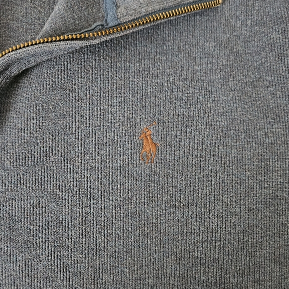 Vintage Polo Ralph Lauren Sweater Mens L Heather Blue 1/4 Zip Preppy Pullover - Picture 5 of 8